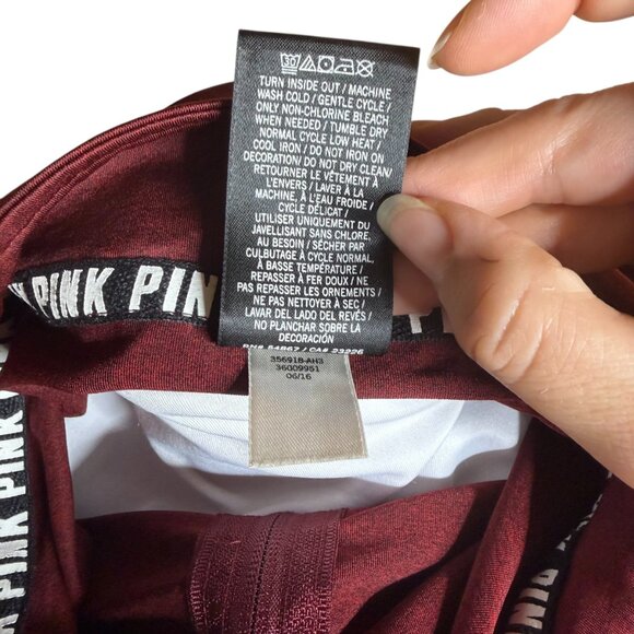 PINK VIctoria's Secret ULTIMATE PINK maroon half zip long sleeve top XS - Picture 7 of 7